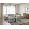 Canapé d'angle fixe modulable ANNECY tissu bouclette avec pouf Bobochic