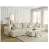 Canapé panoramique convertible réversible coffre SIDONIE velours côtelé avec pouf Bobochic