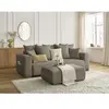 Canapé droit convertible SIDONIE tissu chiné avec pouf Bobochic