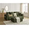 Canapé droit convertible SIDONIE tissu chiné avec pouf Bobochic