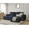 Canapé d'angle convertible coffre ROXELANE tissu bouclette avec pouf b...