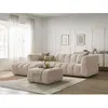 Bobochic canapé d'angle fixe talia tissu chiné avec pouf beige  angle gauche TALIA