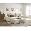 Canapé droit fixe 3 places EVEREST tissu texturé avec pouf beige   BOBOCHIC