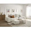 Canapé droit convertible coffre EVEREST tissu chiné avec pouf Bobochic