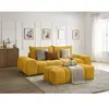 Canapé droit convertible coffre EVEREST tissu texturé avec pouf Bobochic