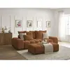 Canapé droit fixe 3 places EVEREST tissu chiné avec pouf orange   BOBOCHIC