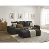 Canapé droit convertible coffre EVEREST tissu texturé avec pouf Bobochic