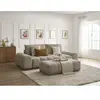 Canapé droit fixe 3 places EVEREST tissu chiné avec pouf taupe   BOBOCHIC