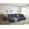 Canapé d'angle L convertible coffre EVEREST tissu chiné avec pouf Bobochic