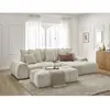 Bobochic canapé d'angle convertible coffre everest tissu texturé avec pouf beige  angle droit EVEREST