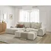 Canapé d'angle convertible coffre EVEREST tissu texturé avec pouf Bobochic