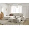 Canapé d'angle convertible coffre EVEREST tissu texturé avec pouf Bobochic