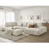 Bobochic canapé panoramique convertible coffre everest tissu texturé avec pouf beige  angle droit EVEREST