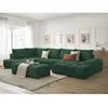 Bobochic canapé panoramique convertible coffre everest tissu texturé avec pouf vert  angle droit EVEREST
