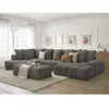 Bobochic canapé panoramique convertible coffre everest tissu texturé avec pouf gris foncé  angle droit EVEREST