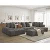 Canapé panoramique convertible coffre EVEREST tissu texturé avec pouf ...