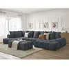 Canapé panoramique convertible coffre EVEREST tissu texturé avec pouf Bobochic