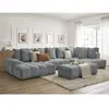 Canapé panoramique convertible coffre EVEREST tissu chiné avec pouf gr...