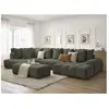 Bobochic canapé panoramique convertible coffre everest tissu chiné avec pouf vert  angle droit EVEREST