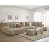 Canapé panoramique convertible coffre EVEREST tissu texturé avec pouf taupe  angle gauche BOBOCHIC 7 places
