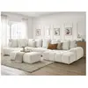 Canapé panoramique convertible coffre EVEREST tissu chiné avec pouf Bobochic