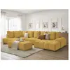 Bobochic canapé panoramique convertible coffre everest tissu chiné avec pouf jaune  angle droit EVEREST