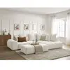 Canapé d'angle L convertible coffre EVEREST tissu chiné avec pouf Bobochic