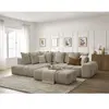 Canapé d'angle L convertible coffre EVEREST tissu chiné avec pouf Bobochic