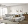 Canapé d'angle L convertible coffre EVEREST tissu chiné avec pouf Bobochic