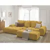 Canapé d'angle convertible coffre EVEREST tissu chiné avec pouf Bobochic