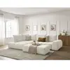 Canapé d'angle L convertible coffre EVEREST tissu chiné avec pouf Bobochic