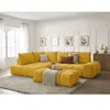 Canapé d'angle L convertible coffre EVEREST tissu texturé avec pouf Bobochic