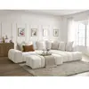 Canapé d'angle L convertible coffre EVEREST tissu texturé avec pouf Bobochic