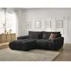 Bobochic canapé d'angle fixe ivane tissu texturé noir  angle gauche IVANE