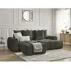 Canapé d'angle convertible coffre ROXELANE tissu chiné avec pouf Bobochic