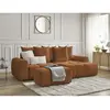 Canapé d'angle convertible coffre ROXELANE tissu chiné avec pouf Bobochic