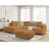 Canapé d'angle L convertible FUJI tissu bouclette avec pouf Bobochic