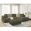 Canapé d'angle L convertible FUJI tissu bouclette avec pouf Bobochic