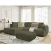 Canapé d'angle L convertible FUJI tissu bouclette avec pouf Bobochic