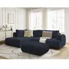 Canapé d'angle L convertible FUJI tissu bouclette avec pouf Bobochic