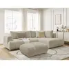Canapé d'angle L convertible FUJI tissu bouclette avec pouf Bobochic