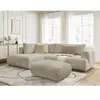 Canapé d'angle L convertible FUJI tissu bouclette avec pouf Bobochic