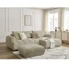 Canapé d'angle convertible FUJI tissu bouclette avec pouf Bobochic