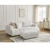 Canapé droit convertible 3 places FUJI tissu bouclette avec pouf blanc...