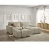Canapé d'angle fixe IVANE tissu texturé avec pouf Bobochic