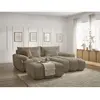 Canapé d'angle fixe IVANE tissu texturé avec pouf Bobochic