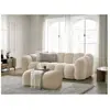 Bobochic canapé droit fixe 3 places hippolyte avec pouf beige HIPPOLYTE