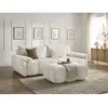 Canapé droit fixe 3 places IVANE tissu texturé avec pouf blanc   BOBOCHIC