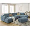 Canapé panoramique convertible FUJI tissu lisse avec pouf Bobochic