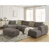 Canapé panoramique convertible FUJI tissu lisse avec pouf Bobochic